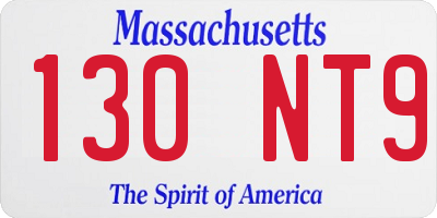 MA license plate 130NT9