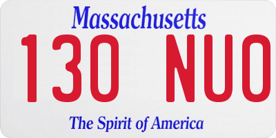 MA license plate 130NU0