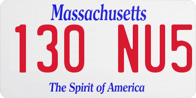 MA license plate 130NU5