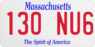 MA license plate 130NU6