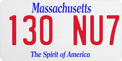 MA license plate 130NU7