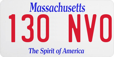 MA license plate 130NV0