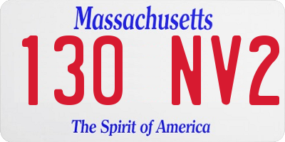 MA license plate 130NV2