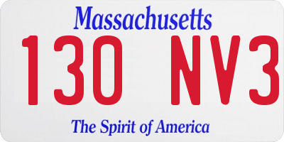 MA license plate 130NV3