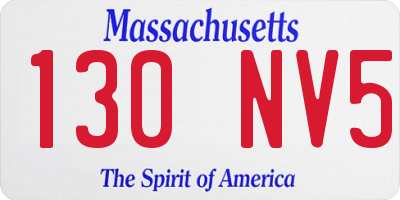 MA license plate 130NV5