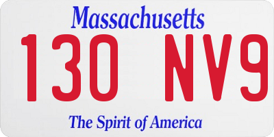 MA license plate 130NV9
