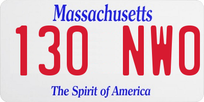 MA license plate 130NW0