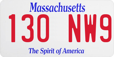 MA license plate 130NW9