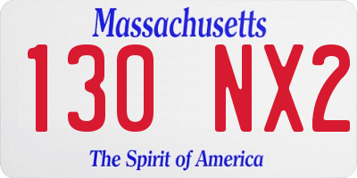 MA license plate 130NX2