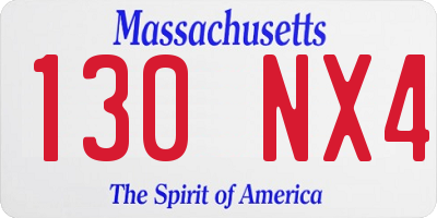 MA license plate 130NX4