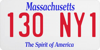 MA license plate 130NY1