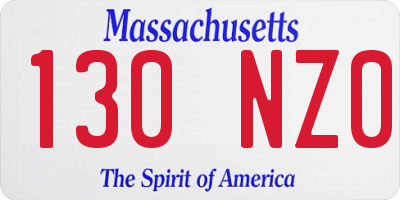 MA license plate 130NZ0