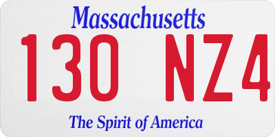 MA license plate 130NZ4
