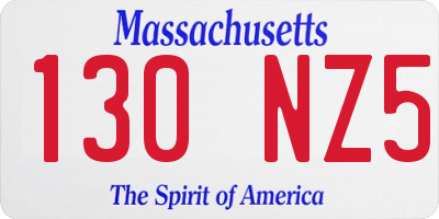 MA license plate 130NZ5