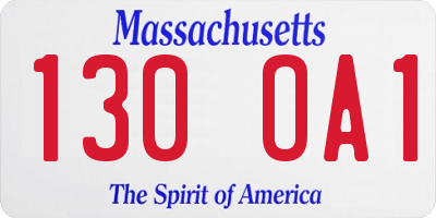MA license plate 130OA1