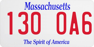 MA license plate 130OA6