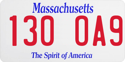 MA license plate 130OA9