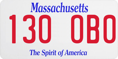 MA license plate 130OB0