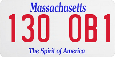 MA license plate 130OB1