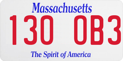 MA license plate 130OB3