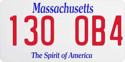 MA license plate 130OB4