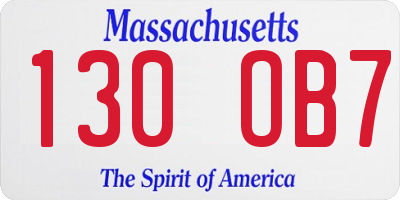 MA license plate 130OB7