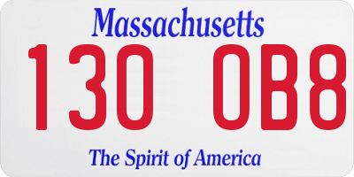 MA license plate 130OB8