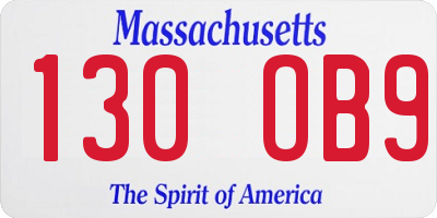 MA license plate 130OB9