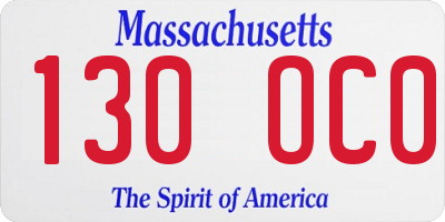 MA license plate 130OC0