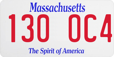 MA license plate 130OC4