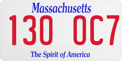 MA license plate 130OC7