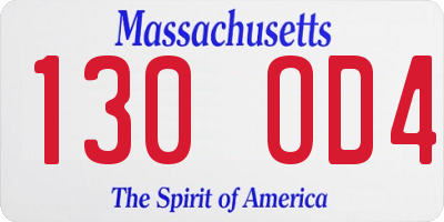 MA license plate 130OD4