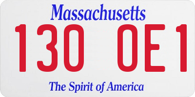 MA license plate 130OE1