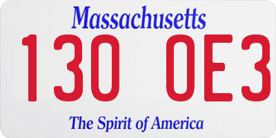 MA license plate 130OE3