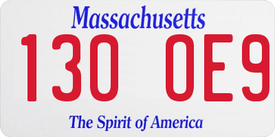 MA license plate 130OE9