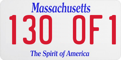 MA license plate 130OF1