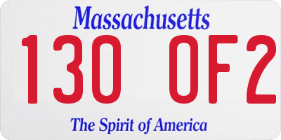 MA license plate 130OF2