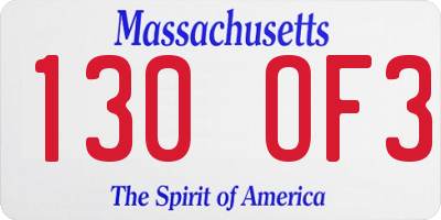 MA license plate 130OF3