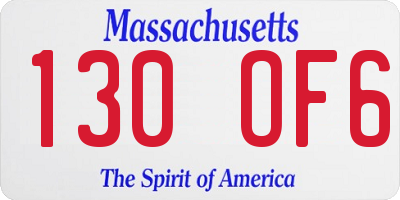 MA license plate 130OF6