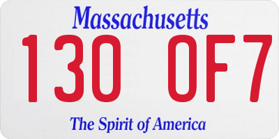 MA license plate 130OF7