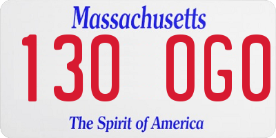 MA license plate 130OG0
