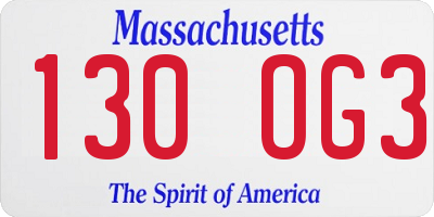 MA license plate 130OG3