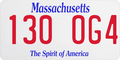 MA license plate 130OG4