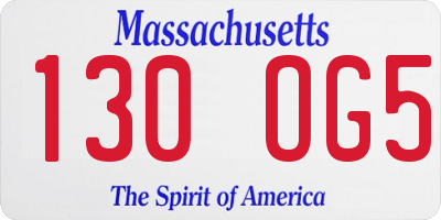 MA license plate 130OG5
