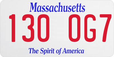 MA license plate 130OG7