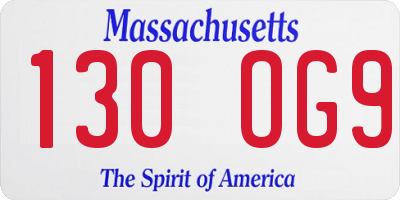 MA license plate 130OG9