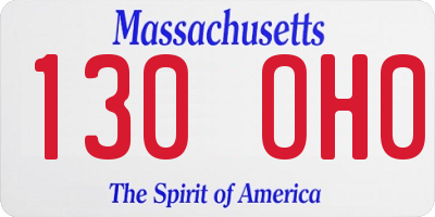 MA license plate 130OH0