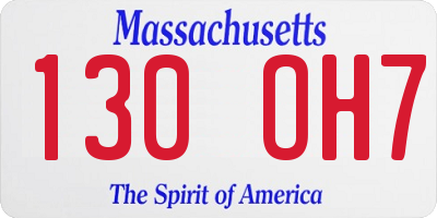 MA license plate 130OH7