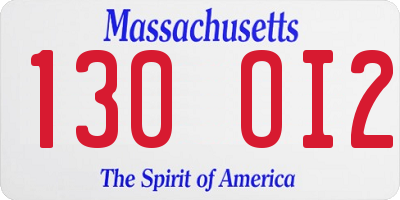 MA license plate 130OI2