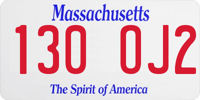MA license plate 130OJ2